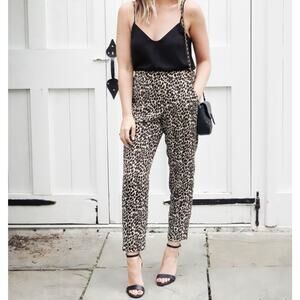 J.Crew Jamie Pant Leopard Animal Print Trousers Size 6 Stretch Waist Comfort